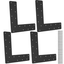 Suporte plano em forma de L, placa de emenda de 12x12 cm, preta, 4 unidades