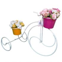 Suporte Plantas Bicicleta Branca - 2 Vasos. - Acabamento com Alta Qualidade