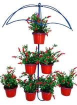Suporte Plantas Guarda chuva 95x60 Azul 7 Vasos jardim vertical parede