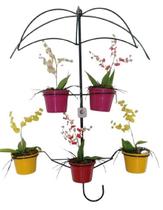 Suporte Plantas Guarda chuva 95x60 Preto 5 Vasos jardim vertical parede