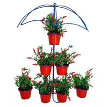 Suporte Plantas Guarda Chuva Azul 7 Vasos Suporte Plantas Guarda Chuva Azul 7 Vasos