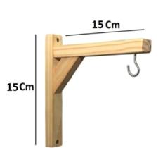 Suporte Plantas Macramê Mão francesa Madeira Pinus Com Buchas e Parafusos 15x15