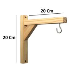 Suporte Plantas Macramê Mão francesa Madeira Pinus Com Buchas e Parafusos 20x20