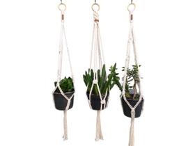 Suporte plantas macramê Trio cor cru