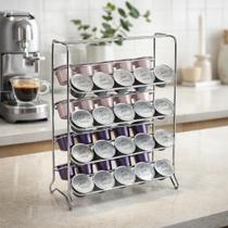 Suporte Porta 40 Cápsulas Nespresso Aramado Aço Cromado Torre Resistente Organizador Cantinho Café