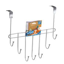 Suporte Porta 7 Ganchos Cabideiro Toalha Pendurar Roupas Organizador Banheiro Quarto Organizador