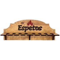 Suporte Porta 8 Espetos De Parede Decorativo Para Churrasco Em Madeira MDF