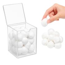 Suporte Porta Algodão Caixa em Acrilico com Tampa Transparente Manicure