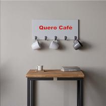 Suporte Porta Canecas e Xícaras MDF Branco Café P01A Vermelho - Ahazzo Móveis