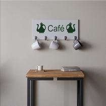 Suporte Porta Canecas e Xícaras MDF Branco Café P16B Verde - Ahazzo Móveis