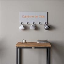 Suporte Porta Canecas e Xícaras MDF Branco Cantinho do Café P05F Laranja - Ahazzo Móveis