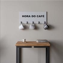 Suporte Porta Canecas e Xícaras MDF Branco Hora do Café P04H Preto - Ahazzo Móveis