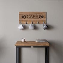 Suporte Porta Canecas e Xícaras MDF Castanho Café P10D Marrom - Ahazzo Móveis