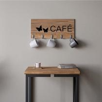 Suporte Porta Canecas e Xícaras MDF Castanho Café P12H Preto - Ahazzo Móveis