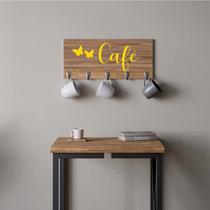 Suporte Porta Canecas e Xícaras MDF Castanho Café P14G Amarelo - Ahazzo Móveis