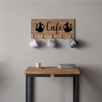 Suporte Porta Canecas e Xícaras MDF Castanho Café P17H Preto - Ahazzo Móveis