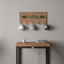 Suporte Porta Canecas e Xícaras MDF Castanho Coffee P09B Verde - Ahazzo Móveis