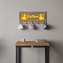 Suporte Porta Canecas e Xícaras MDF Castanho Coffee P19G Amarelo - Ahazzo Móveis