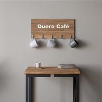 Suporte Porta Canecas e Xícaras MDF Castanho Quero Café P02C Branco - Ahazzo Móveis