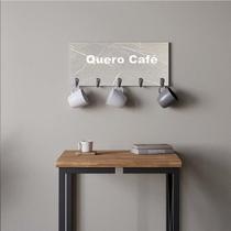 Suporte Porta Canecas e Xícaras MDF Marmorizado Cinza Café P01C Branco - Ahazzo Móveis