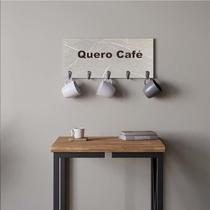 Suporte Porta Canecas e Xícaras MDF Marmorizado Cinza Café P01D Marrom - Ahazzo Móveis