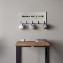 Suporte Porta Canecas e Xícaras MDF Marmorizado Cinza Hora do Café P04B Verde - Ahazzo Móveis