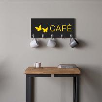 Suporte Porta Canecas e Xícaras MDF Preto Café P12G Amarelo - Ahazzo Móveis