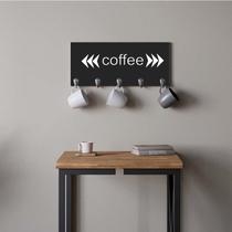 Suporte Porta Canecas e Xícaras MDF Preto Coffee P09C Branco - Ahazzo Móveis