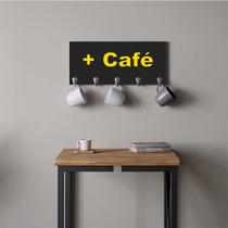 Suporte Porta Canecas e Xícaras MDF Preto Mais Café P03G Amarelo - Ahazzo Móveis