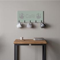 Suporte Porta Canecas e Xícaras MDF Verde Café P16E Cinza - Ahazzo Móveis