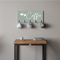 Suporte Porta Canecas e Xícaras MDF Verde Coffee P13C Branco - Ahazzo Móveis