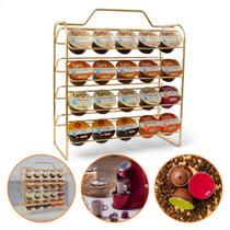 Suporte Porta Cápsulas 3 Corações 40 Unidades Dourado para Cantinho do Café Suporte Porta Cápsulas 3 Corações 40 Unidades Dourado para Cantinho do Café