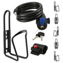 Suporte Porta Caramanhola Para Bicicleta Bike + Cadeado Cabo Flexível De Aço Segurança