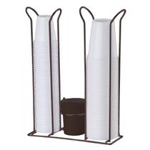 Suporte Porta Copos Descartáveis 200ml E 80ml Bronze Com Porta Pázinha Mexedores Decoração Mesa Café Chá Empresa Recepção Sala