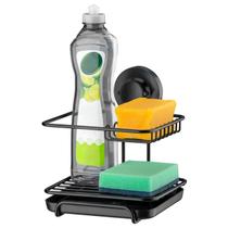 Suporte Porta Detergente Esponja Sabão Com Ventosa Cozinha Preto Fosco - 4017PT Future