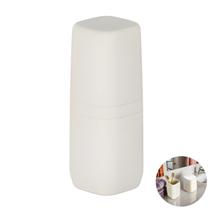 Suporte Porta Escova de Dente Com Tampa Banheiro Bege - Aura PEA400BGF Ou