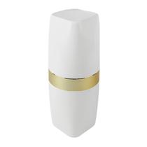 Suporte Porta Escova Dente Pasta Creme Dental Com Tampa Banheiro Branco Dourado - 2701BCD Future