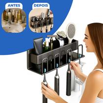 Suporte Porta Escova Dente Pasta Parede Organizador Banheiro Compacto De Metal Top