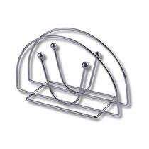 Suporte Porta Guardanapo Papel Tecido Prateado Inox De Mesa Redondo Class Home