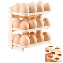 Suporte Porta Ovos 24 Ovos Organizador 3 Andares Geladeira Guarda Ovo Bancada Mesa Armario Cozinha Dobravel Resistente Armazenamento