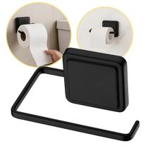 Suporte Porta Papel Higienico Adesivo 3M Papeleira Banheiro Preto Fosco