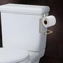 Suporte Porta Papel Higienico Aramado Duplo Para Caixa Acoplada Dourado