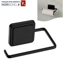 Suporte Porta Papel Higiênico Banheiro Adesivo Dupla Face Preto Fosco - 182PT Future