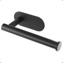Suporte Porta Papel Higiênico Banheiro Inox304 Preto Adesivo Preto