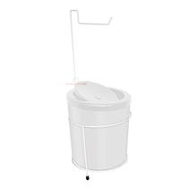 Suporte Porta Papel Higiênico Com Lixeira 5 Litros Basculante Redonda Cesto Lixo Chão Banheiro Branco - 490 AMZ Suporte Porta Papel Higiênico Com Lixeira 5 Litros Basculante Redonda Cesto Lixo Chão Banheiro Branco - 490 AMZ