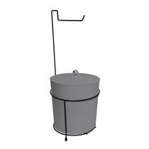 Suporte Porta Papel Higiênico Com Lixeira 5 Litros Redonda Cesto Lixo Chão Banheiro Cinza Preto - 446 AMZ Suporte Porta Papel Higiênico Com Lixeira 5 Litros Redonda Cesto Lixo Chão Banheiro Cinza Preto - 446 AMZ