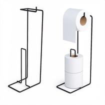 Suporte Porta Papel Higiênico De Chão 3 Rolos Preto