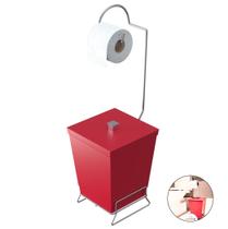 Suporte Porta Papel Higiênico De Chão Com Lixeira Banheiro Lavabo Cromado - 1445 Stolf