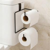 Suporte Porta Papel Higiênico Duplo Aço Preto Caixa Acoplada Privada Aramado Resistente