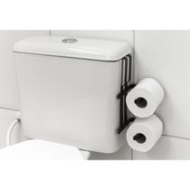 Suporte Porta Papel Higiênico Duplo P/ Caixa Acoplada Preto